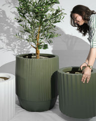 Opal Fluted - Army Green - Fiberglass Planter