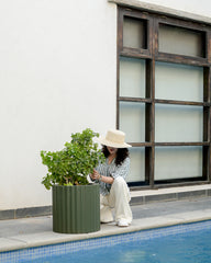 Ripple - Army Green - Fiberglass Planter