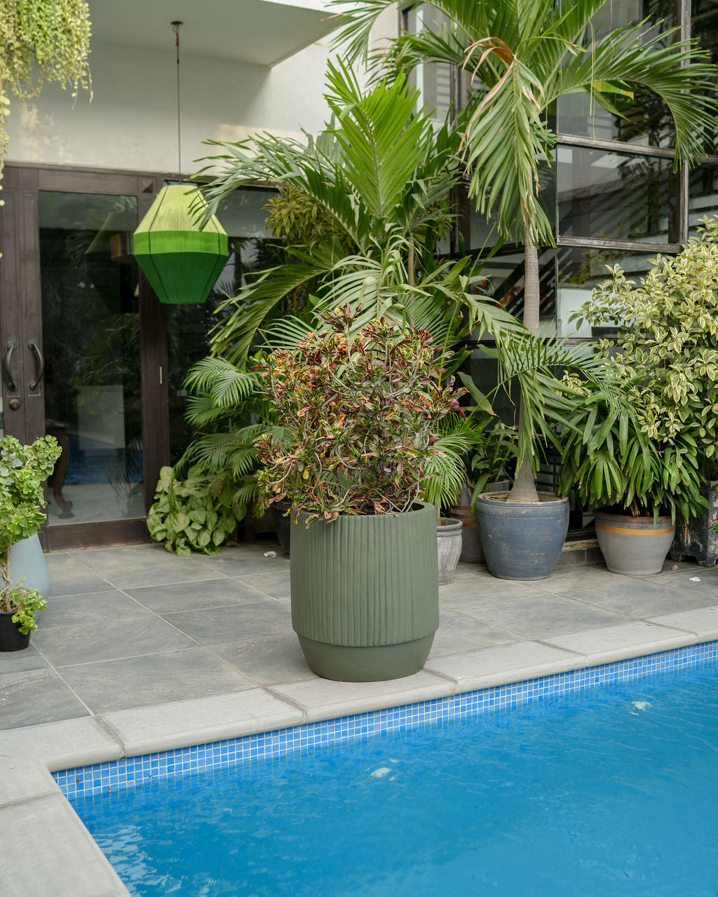 Opal Fluted - Army Green - Fiberglass Planter